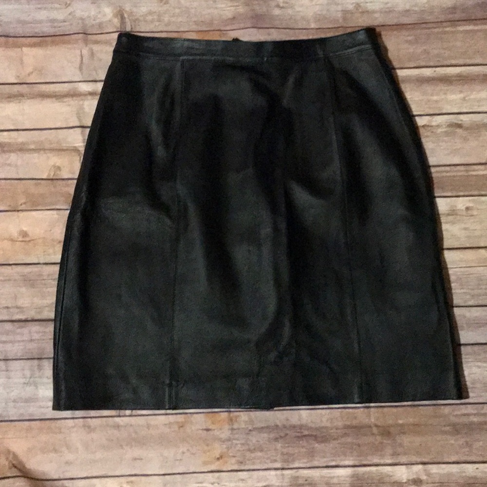 New never worn genuine Black Leather skirt!